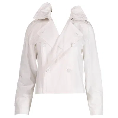 Pre-owned Comme Des Garçons Comme Des Garcons Vintage White Cotton Cropped Trench Coat Jacket, 1998