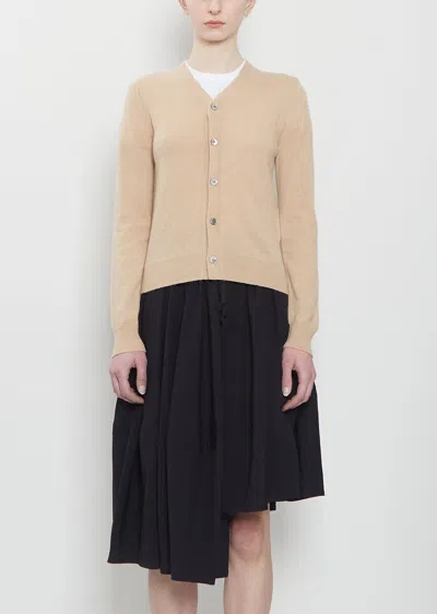 Comme Des Garçons V-neck Cashmere Cardigan In Sand