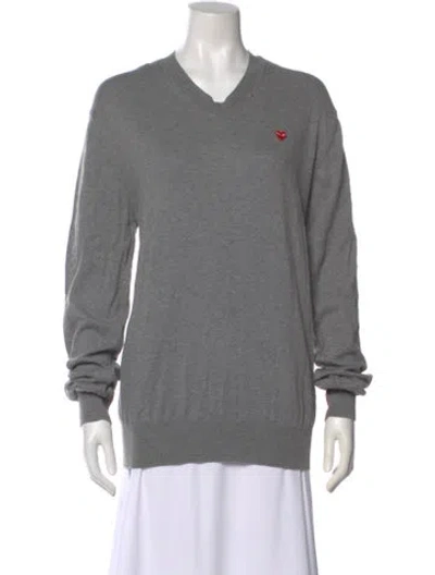 Pre-owned Comme Des Garçons V-neck Long Sleeve Sweatshirt In Gray
