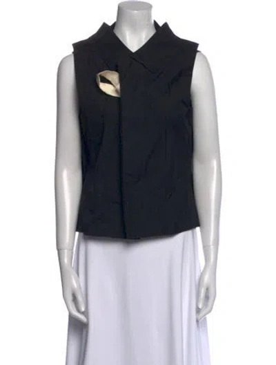 Pre-owned Comme Des Garçons V-neck Sleeveless Top In Black