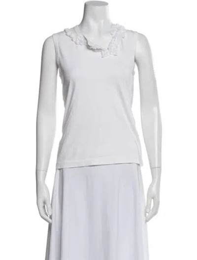 Pre-owned Comme Des Garçons V-neck Sleeveless Top In White