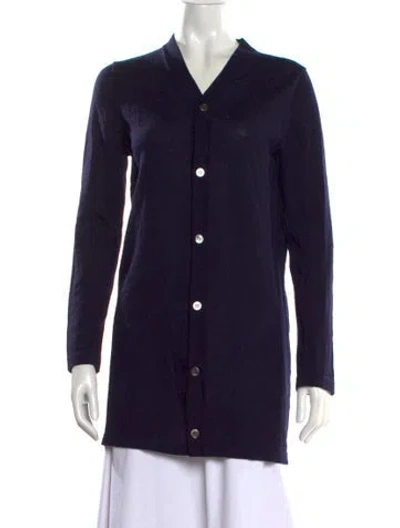 Pre-owned Comme Des Garçons V-neck Sweater In Blue