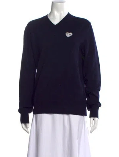 Pre-owned Comme Des Garçons V-neck Sweater In Blue