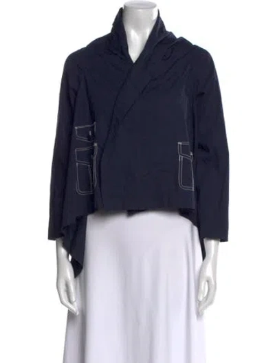 Pre-owned Comme Des Garçons V-neck Three-quarter Sleeve Crop Top In Blue