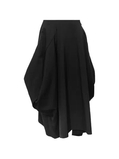 Comme Des Garçons Voluminous Pleated Midi Skirt In Black