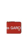 Comme Des Garçons Wallet Logo Printed Zip-around Bi-fold Wallet In Red