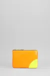 Comme Des Garçons Two-tone Leather Coin Purse Wallets Multicolor In Orange