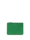 Comme Des Garçons Embossed Zip-up Wallet In Green