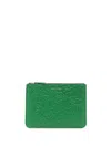 Comme Des Garçons Embossed Zip-up Wallet In Green
