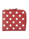 Comme Des Garçons Leather Polkadot Wallet With Zipper In Red