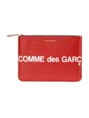 Comme Des Garçons Smooth Leather Pouch In Seven Words In Red