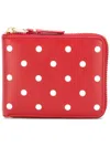 Comme Des Garçons Leather Polkadot Wallet With Zipper In Red Red