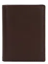 Comme Des Garçons Compact Leather Wallet Cardholder Slot In Brown