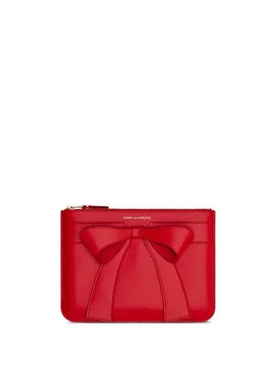Comme Des Garçons Comme Des Garcons Wallet Big Bow Leather Card Case In Red
