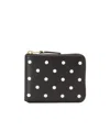 Comme Des Garçons Dots Printed Small Zip Around Wallet In Black