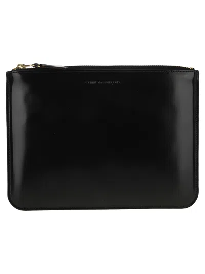 Comme Des Garçons Comme Des Garcons Wallet Black Zip Pouch In Gold