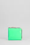 Comme Des Garçons Compact Zip Wallet Contrast Stitching In Blue
