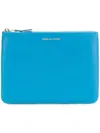 Comme Des Garçons Logo Zipper Wallet In Blue Blue