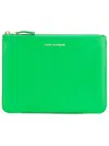 Comme Des Garçons Embossed Zip-up Wallet In Gree Green
