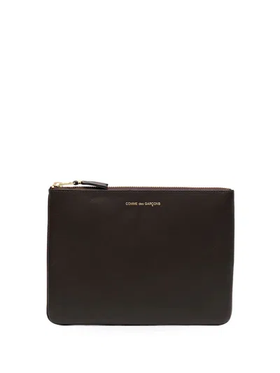 Comme Des Garçons Wallet Classic Line Zip Pouch In Brown