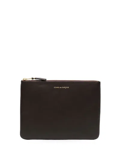 Comme Des Garçons Wallet Classic Line Zip Pouch In Brown