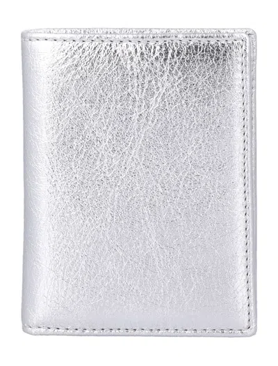 Comme Des Garçons Wallet  Metallic Leather Card Holder In Silver