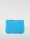 Comme Des Garçons Logo Zipper Wallet In Blau 1