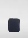 Comme Des Garçons Zip-closure Compact Calfskin Wallet In Blue