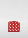 Comme Des Garçons Leather Polkadot Wallet With Zipper In Rot