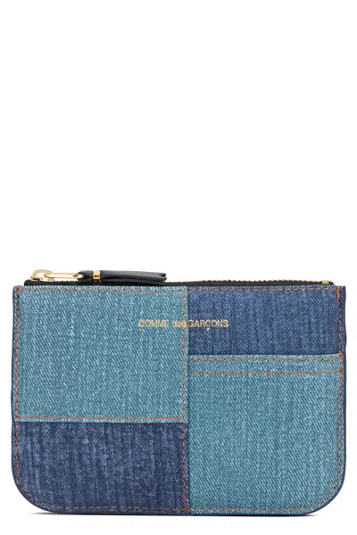 Comme Des Garçons Wallet Denim Patchwork Lambskin Wallet In Blue
