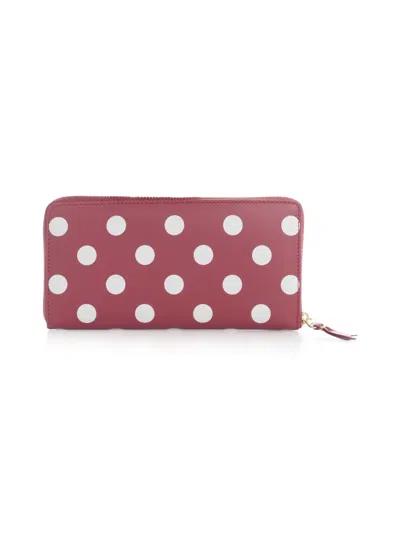 Comme Des Garçons Mini Zip Around Printed Leather Wallet In Red