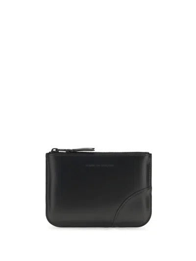 Comme Des Garçons Wallet Embossed Logo Calf Leather Wallet In Black