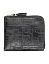 Comme Des Garçons Small Zip Wallet Embossed Logotype In Black