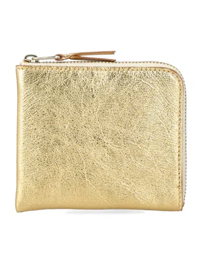 Comme Des Garçons Comme Des Garcons Wallet Gold Line Mini Zip Wallet In Oro