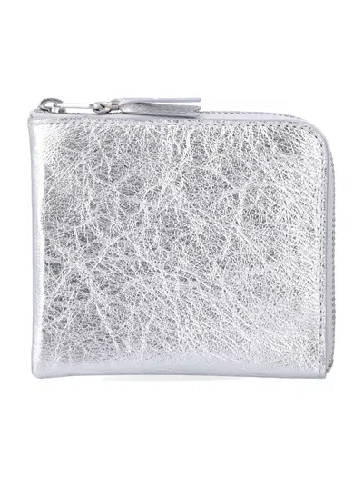Comme Des Garçons Comme Des Garcons Wallet Gold Line Zip Wallet - Compact & Refined (9 Cm X 11 Cm) In Argento
