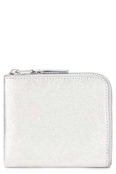 Comme Des Garçons Wallet Half-zip Metallic Vachette Wallet In Silver