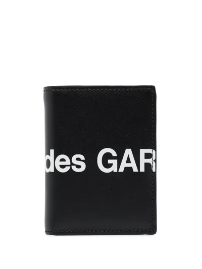 Comme Des Garçons Wallet Huge Logo Leather Wallet In Black