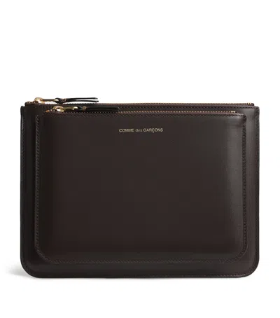 Comme Des Garçons Wallet Large Leather Outside Pocket Wallet In Brown