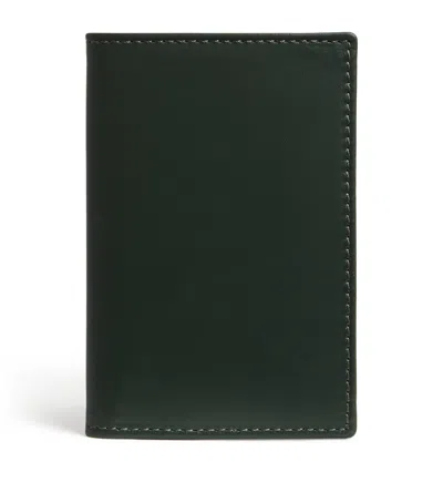Comme Des Garçons Wallet Leather Bifold Card Holder In Green