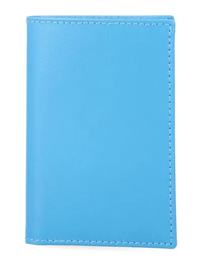 Comme Des Garçons Wallet Leather Bifold Wallet In Blue
