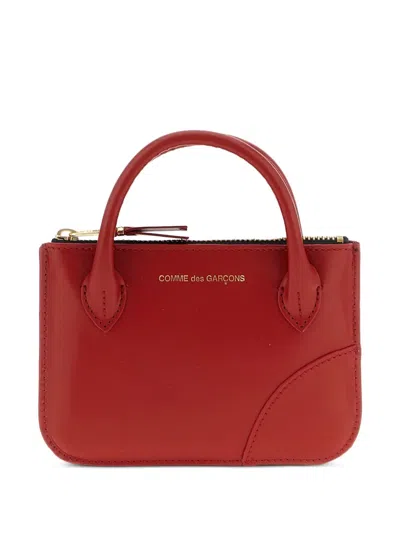 Comme Des Garçons Wallet Leather Credit Cars Case In Red