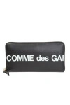 Comme Des Garçons Wallet Leather Logo Printed Wallet In Black