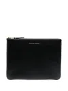 Comme Des Garçons Wallet Leather Pouch, Gold Hardware In Black