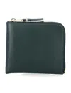 Comme Des Garçons Wallet Leather Zip Wallet In Green