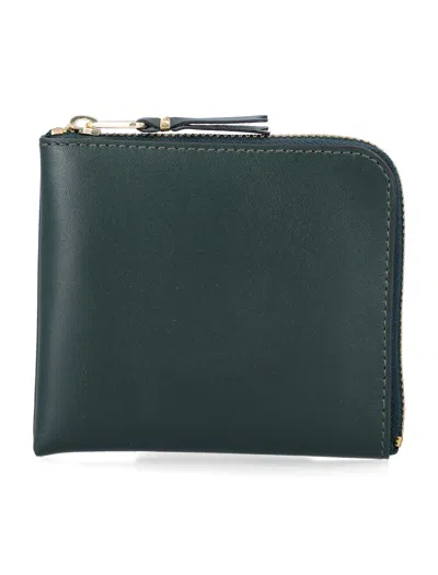 Comme Des Garçons Wallet Leather Zip Wallet In Green