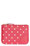 Comme Des Garçons Wallet Logo Detail Flat Leather Pouch In Red