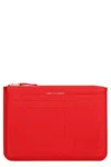 Comme Des Garçons Metal Hardware Rectangular Leather Pouch In Red