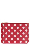 Comme Des Garçons Wallet Logo Detail Flat Leather Pouch In Red