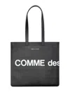 Comme Des Garçons Wallet Logo Tote Bag In Black