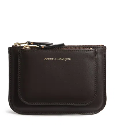 Comme Des Garçons Wallet Medium Leather Outside Pocket Wallet In Brown